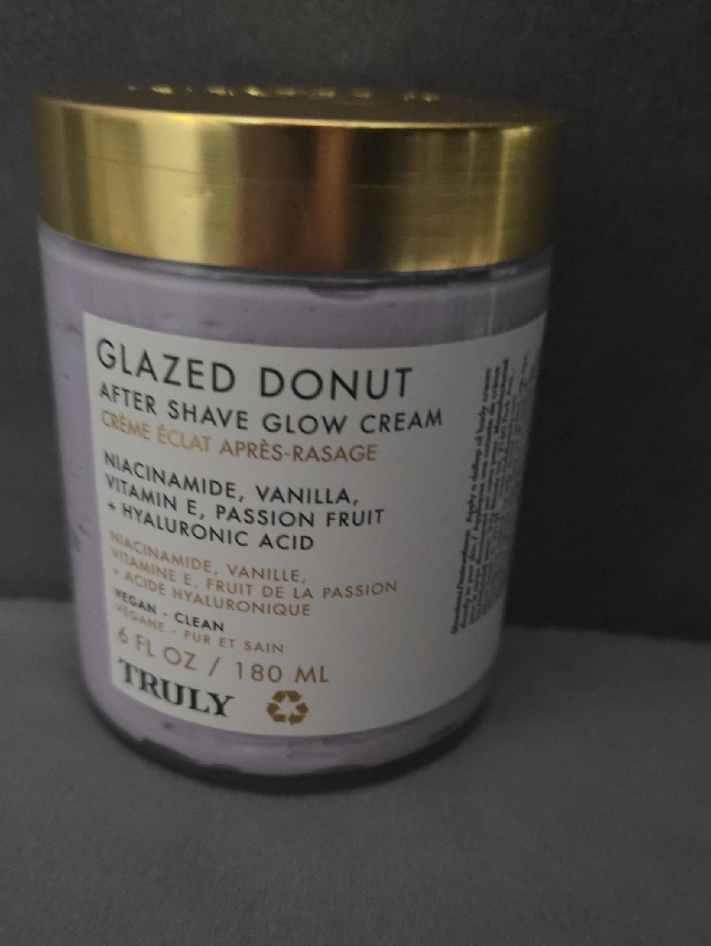 New Sealed- TRULY Lavender Glazed Donut After Shave Glow Cream with Gold Lid